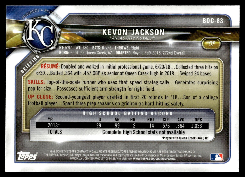 2018 Bowman Draft #BDC-83 Kevon Jackson Chrome