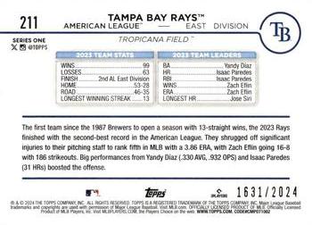 2024 Topps #211 Tampa Bay Rays Gold